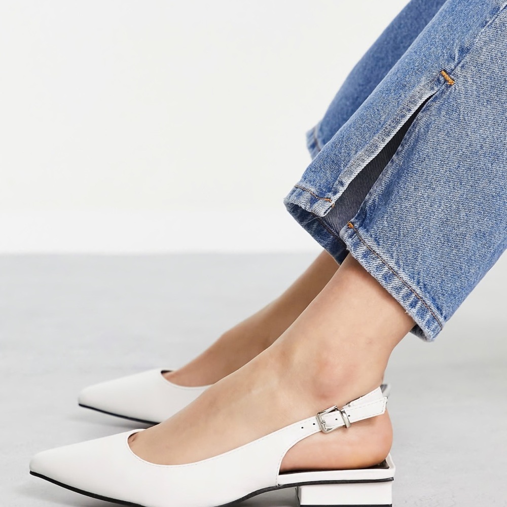 Raid Kinjal sling back flat shoes in white